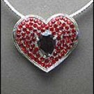 RED RHINESTONE HEART PENDANT NECKLACE