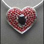 RED RHINESTONE HEART PENDANT NECKLACE
