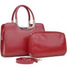 REDDISH-BROWN SATCHEL BAG WITH COSMETIC BAG