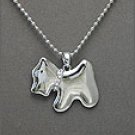 SILVER DOG WITH CRYSTAL PAVED COLLAR NECKLACE