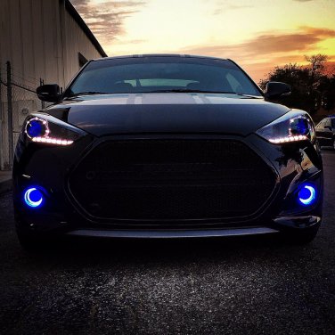 Blue Angel Eye Fog Lamps Halo Driving Lights Kit for Hyundai Veloster Turbo
