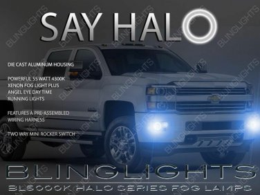 Blue Angel Eye Halo 70W Fog Lamps Driving Lights Kit for 2014-2019 GMC Sierra