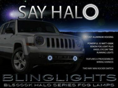 White Angel Eye Fog Lamps Halo Driving Kit for 2007- 2017 Jeep Patriot