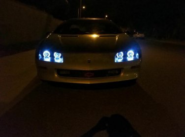 Blue Angel Eye Head Lights 4 x 70W Lamps Hi & Lo For 1993-1997 Chevrolet Camaro