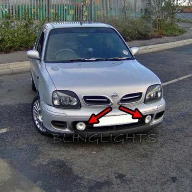 White Halo Fog Lamp Driving Light Kit for 2000 2001 2003 Nissan Micra K11c