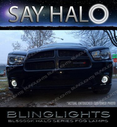 White Halo Fog Lamp Driving Light Kit LED Angel Eyes for 2011-2014 Dodge Charger