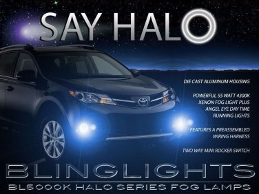 Blue Halo Fog Lamp Light Kit for 2013-2015 Toyota Rav4 Foglamps Foglights