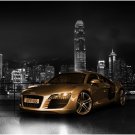 Audi R8 Gold Car Archival Canvas Print (Rolled) 16" x12"