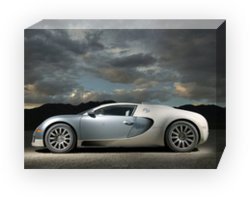 Bugatti Veyron Car Archival Canvas Print (Mounted) 16" x 12"