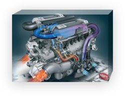 Bugatti Veyron W-16 Engine Archival Canvas Print (Mounted) 16" x 12"