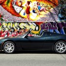 Tesla Roadster Black Car Archival Canvas Print (Rolled) 16" x 12"