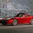 Tesla Roadster Red Car Archival Canvas Print (Rolled) 16" x 12"