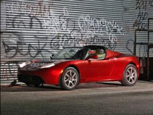 Tesla Roadster Red Car Archival Canvas Print (Rolled) 16" x 12"