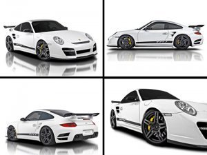 Vorsteiner Porsche 911 Turbo V-RT Montage Archival Canvas Car Print (Rolled) 16" x 12"