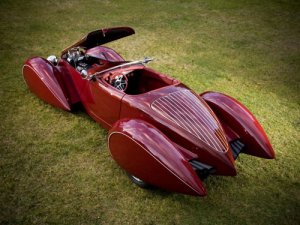 Deco Rides Boattail Speedster Car Poster Print on 10 mil Archival Satin Paper 20' x 15"