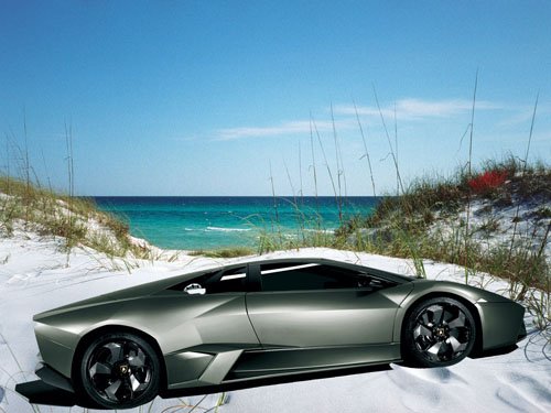 Lamborghini Reventon Beach Car Poster Print on 10 mil Archival Satin Paper 16" x 12"