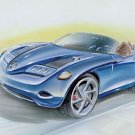 Mercedes-Benz Vision SLA Concept Car Drawing Poster Print 16" x 12"