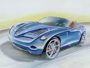 Mercedes-Benz Vision SLA Concept Car Drawing Poster Print 20" X 15"