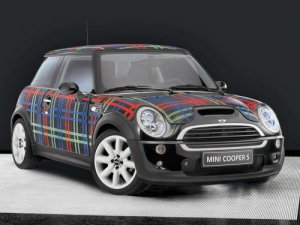 Mini Cooper Wears Bisazza Tartan Concept Car Poster Print on 10 mil Archival Satin Paper 16" x 12"
