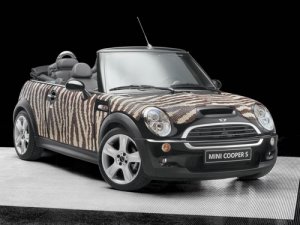 Mini Cooper Wears Bisazza Zebra Concept Car Poster Print on 10 mil Archival Satin Paper 20" x 15"