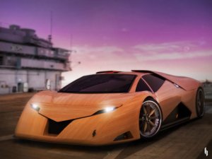 Splinter Wooden Super Car Poster Print on 10 mil Archival Satin Paper 16" x 12"