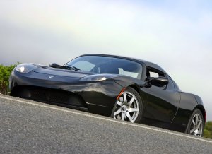 Tesla Roadster Black Car Poster Print on 10 mil Archival Satin Paper 16" x 12"