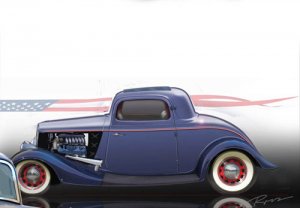 1934 Ford 3-Window Coupe Hot Rod Car Poster Print on 10 mil Archival Satin Paper 16" x 12"