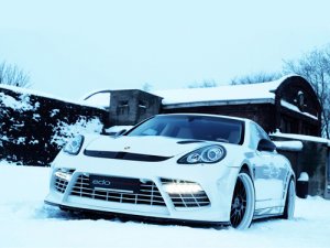 Porsche Edo Competition Panamera Turbo Moby Dick Archival Canvas Car Print (Rolled) 16" x 12"