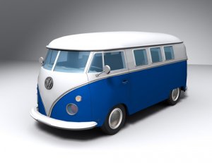 Volkswagen Bus Combi Car Poster Print on 10 mil Archival Satin Paper 16" x 12"