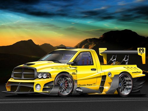 Dodge RAM SRT Evo Custom Truck Poster Print on 10 mil Archival Satin Paper 20" x 15"