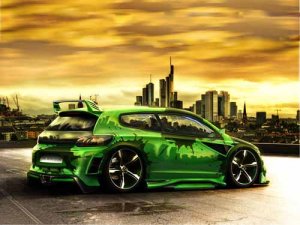 Volkswagen Scirocco Custom Car Poster Print on 10 mil Archival Satin Paper 16" x 12"