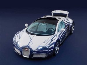 Bugatti  Veyron Grand Sport L'Or Blanc Car Poster Print on 10 mil Archival Satin Paper 24" x 18"