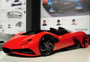 Ferrari World Design Contest Car Poster Print on 10 mil Archival Satin Paper 24" x 16"