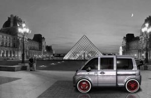 Mia Electric Microbus Car Poster Print on 10 mil Archival Satin Paper 16" x 12"