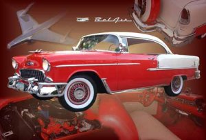 Chevrolet Bel Air Hardtop (1955) Custom Car Poster Print on 10 mil Archival Satin Paper 30" x 20"