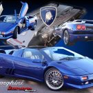Lamborghini Diablo Roadster Collage Car Poster Print on 10 mil Archival Satin Paper 30" x 20"