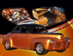 Ford Gold Coupe (1948) Custom Car Poster Print on 10 mil Archival Satin Paper 24" x 18"