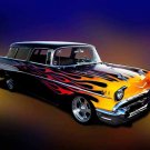 Chevrolet Flamed Wagon (1957) Car Poster Print on 10 mil Archival Satin Paper 20" x 15"