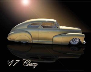 Chevrolet 2-Door Coupe (1947) Custom Car Poster Print on 10 mil Archival Satin Paper 24" x 18"