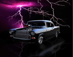 Chevrolet 2-Door (1955) Custom Car Poster Print on 10 mil Archival Satin Paper 20" x 15"