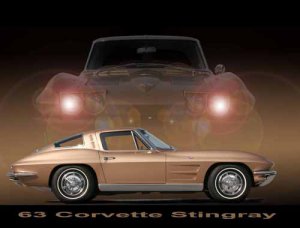 Chevrolet Corvette Stingray (1963) Car Poster Print on 10 mil Archival Satin Paper 36" x 24"