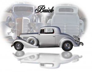Buick Coupe (1934) Car Poster Print on 10 mil Archival Satin Paper 24" x 18"