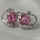 Pink CZ's in sterling silver earrings