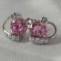 Pink CZ's in sterling silver earrings