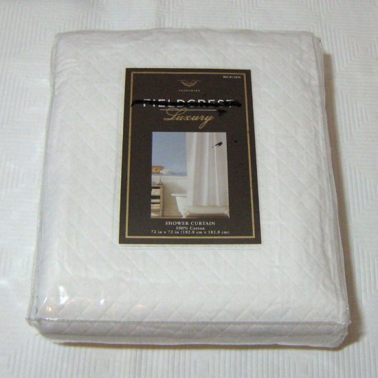 Fieldcrest Luxury WHITE QUILTED Fabric Shower Curtain Target