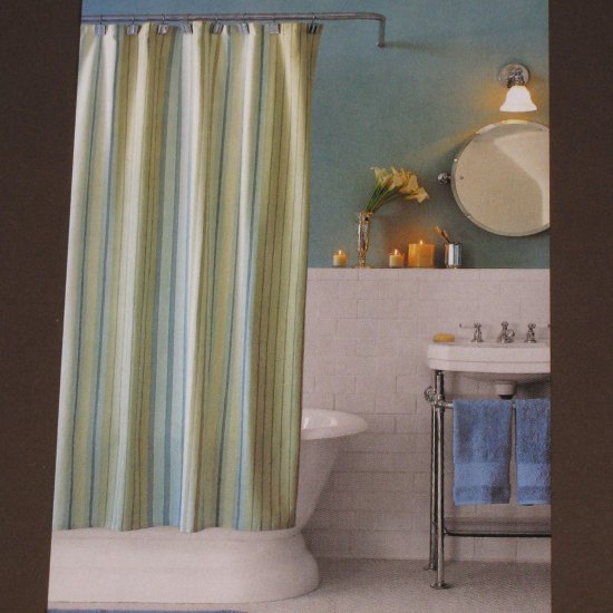 Fieldcrest Luxury COOL STRIPE Blue Green Fabric Shower Curtain Target