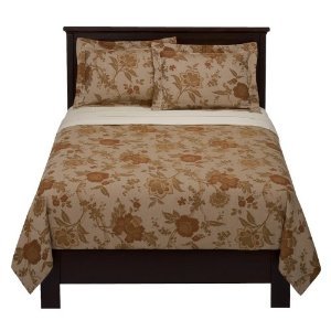 Fieldcrest Luxury FLORAL RUST King Duvet Brown Comforter Cover