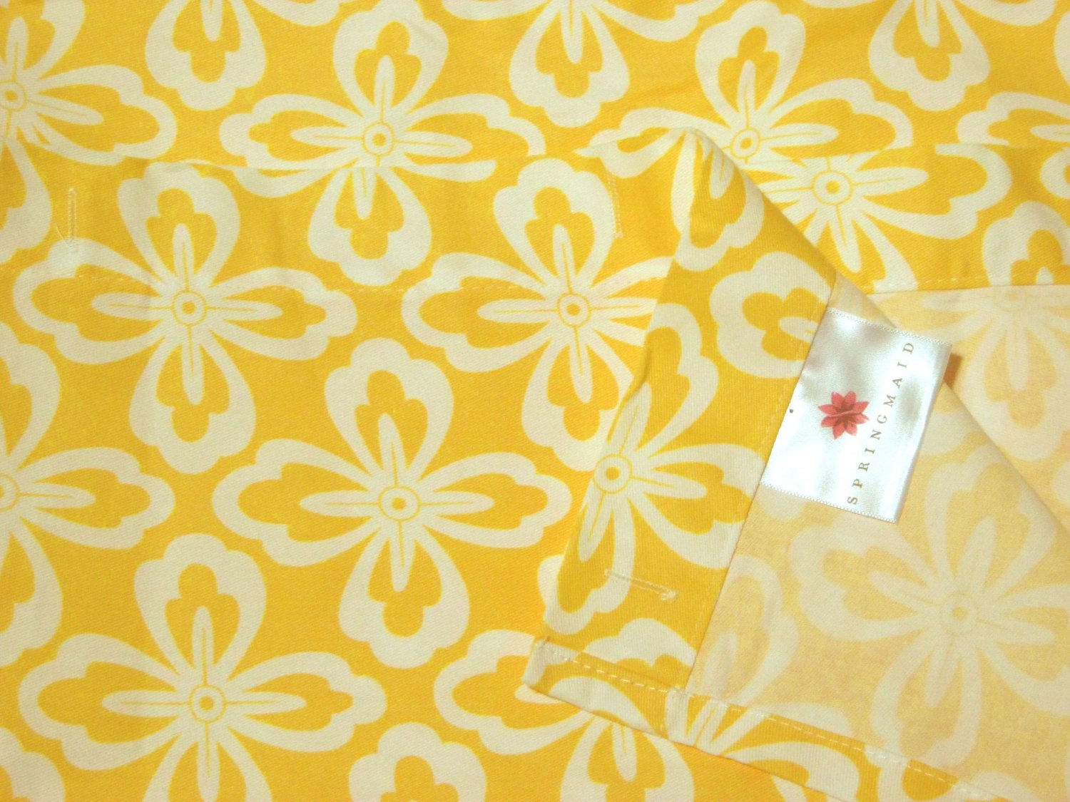 Springmaid MAURA Yellow Floral Fabric Shower Curtain
