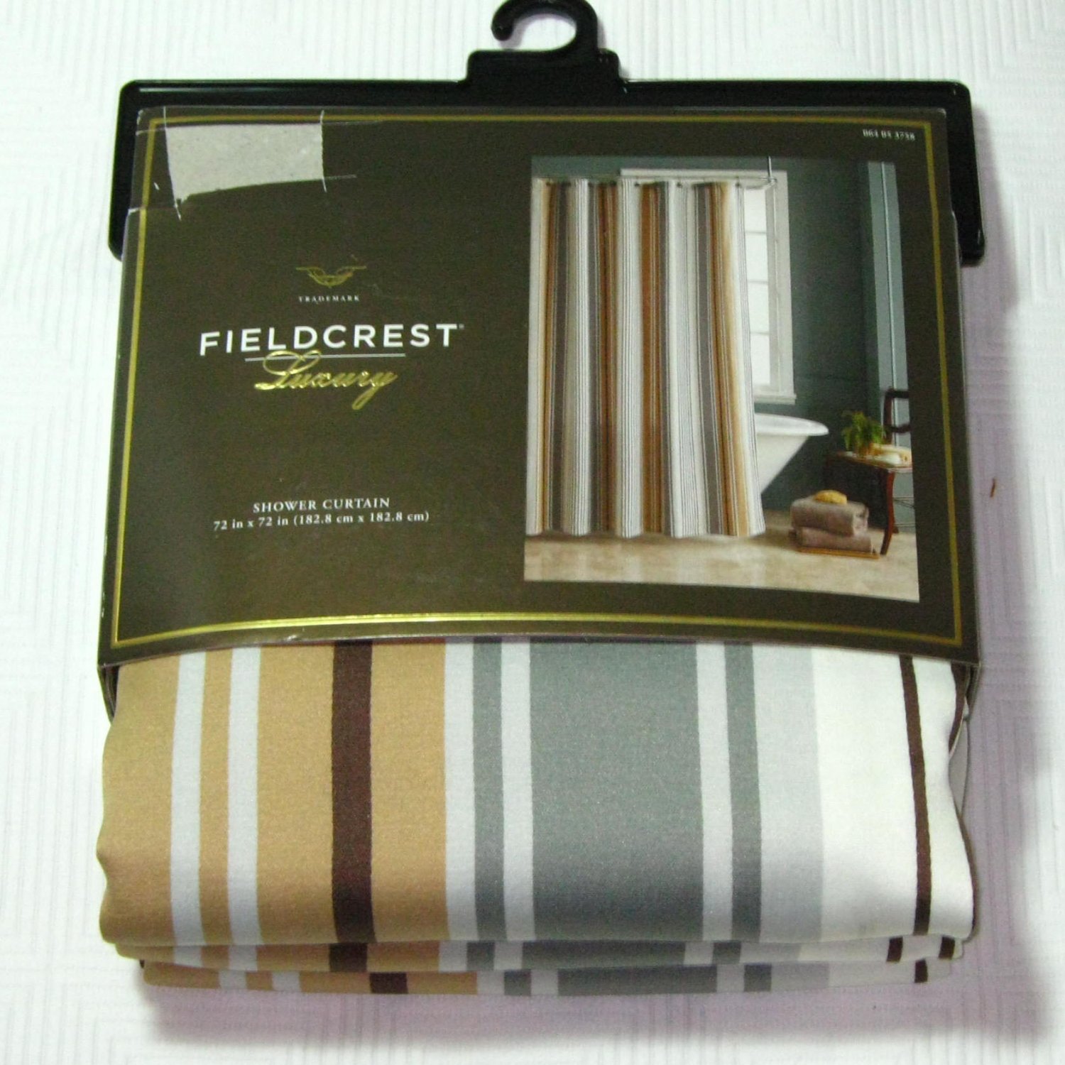 Fieldcrest Luxury Stripe Gray Brown Fabric Shower Curtain Target