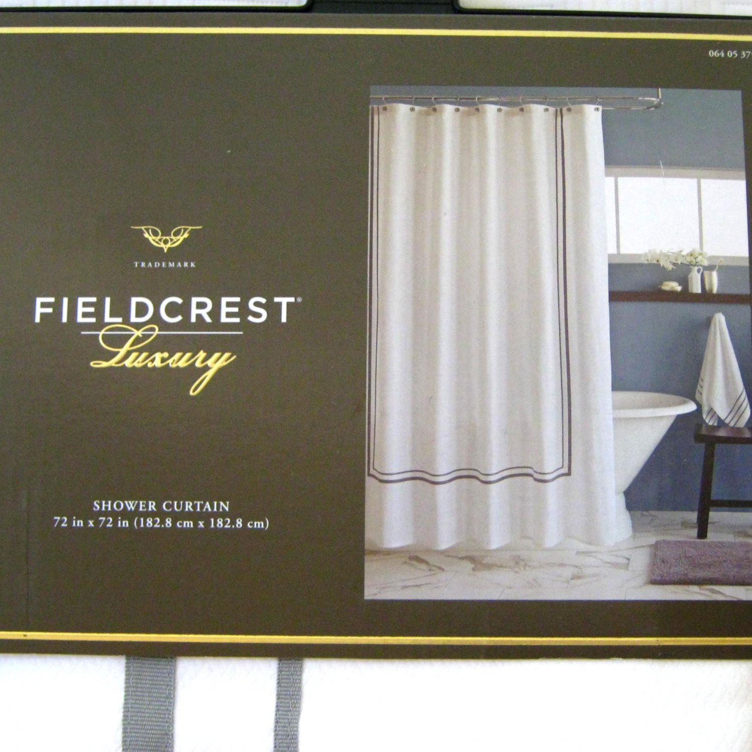 Fieldcrest Luxury Gray Border White Fabric Shower Curtain Target